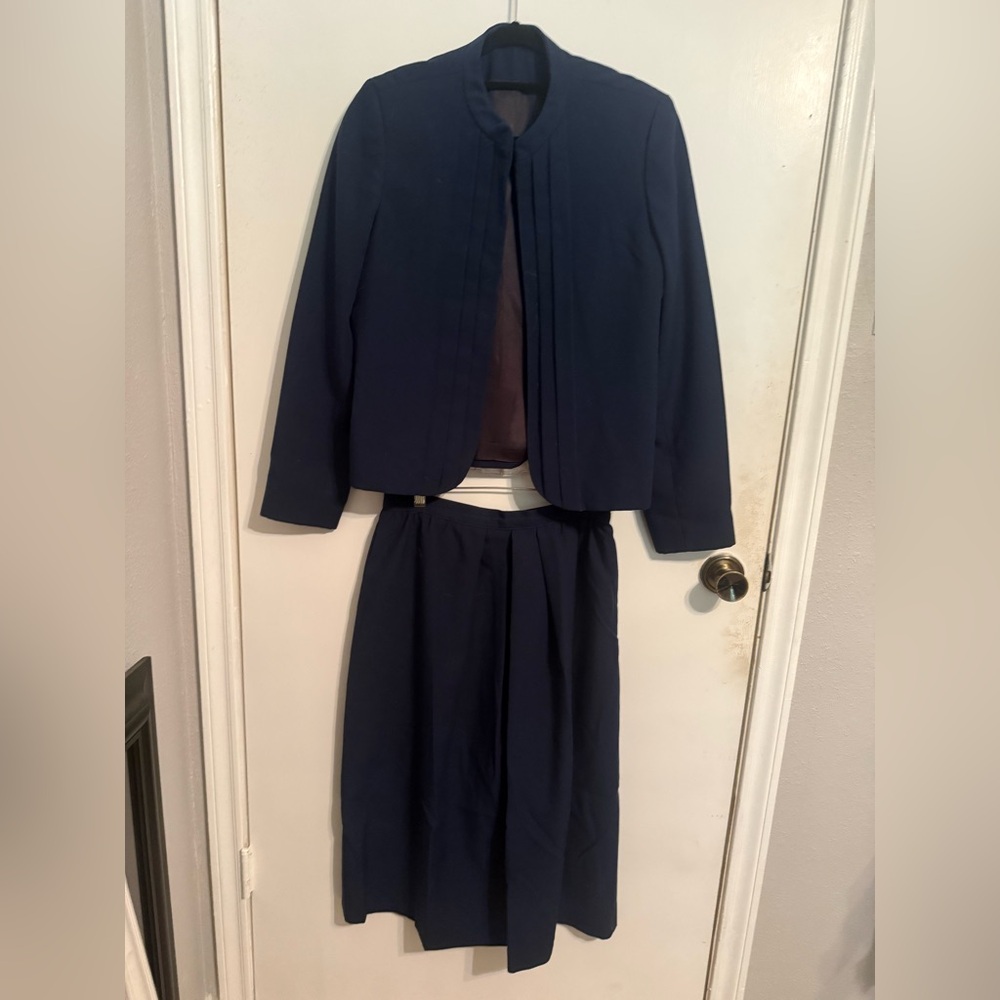 Casual Corner Women's Navy Blazer and Skirt Set